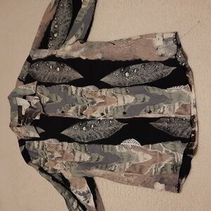 Vintage Sangi Shirt Mens M Button Up Short Sleeve  518